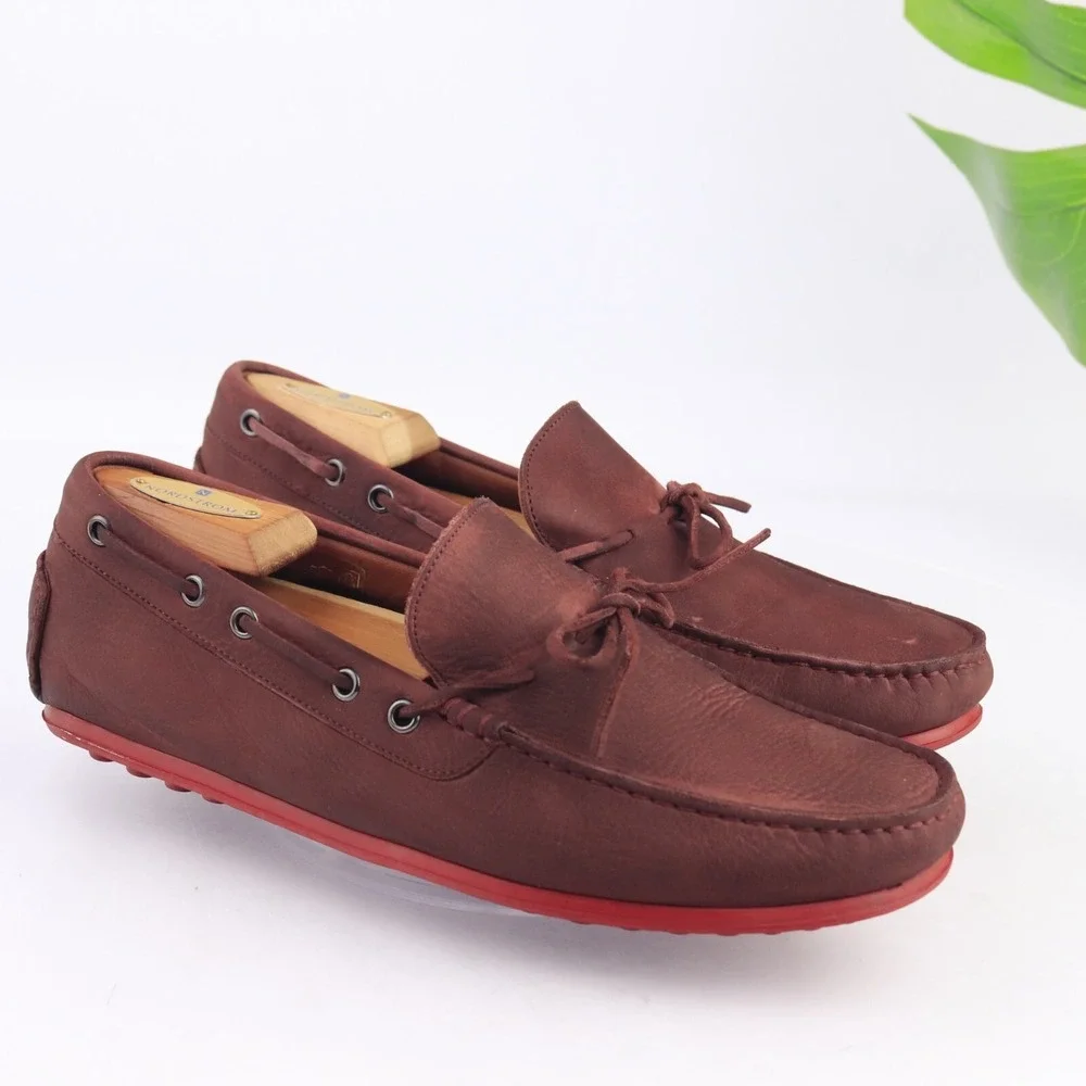 M Gemi Mens The Barca Boat Shoes Size 41.5 8.5 Burgundy Leather Moccasin Loafers